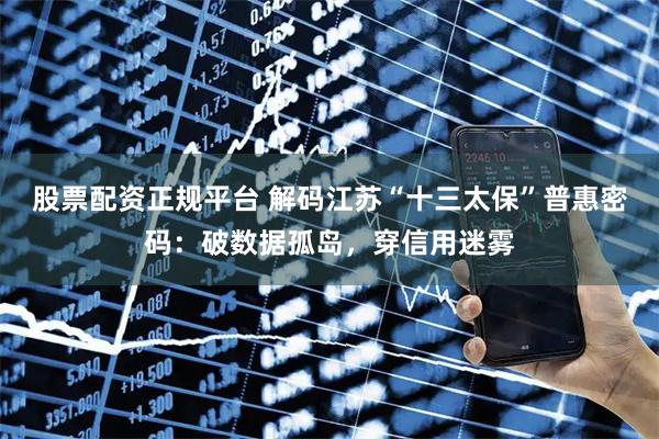 股票配资正规平台 解码江苏“十三太保”普惠密码：破数据孤岛，穿信用迷雾